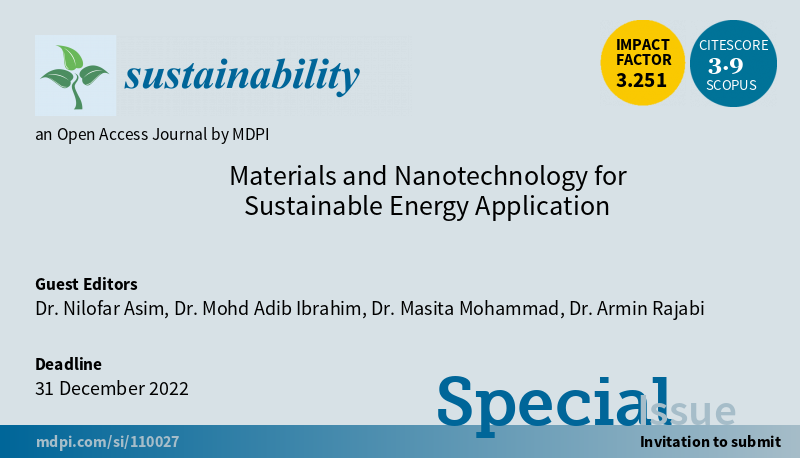 Materials and Nanotechnology for Sustainable Energy Application