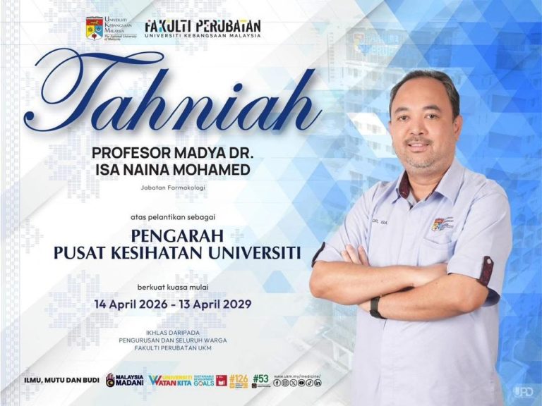 TAHNIAH ATAS PELANTIKAN SEBAGAI PENGARAH PUSAT KESIHATAN UNIVERSITI