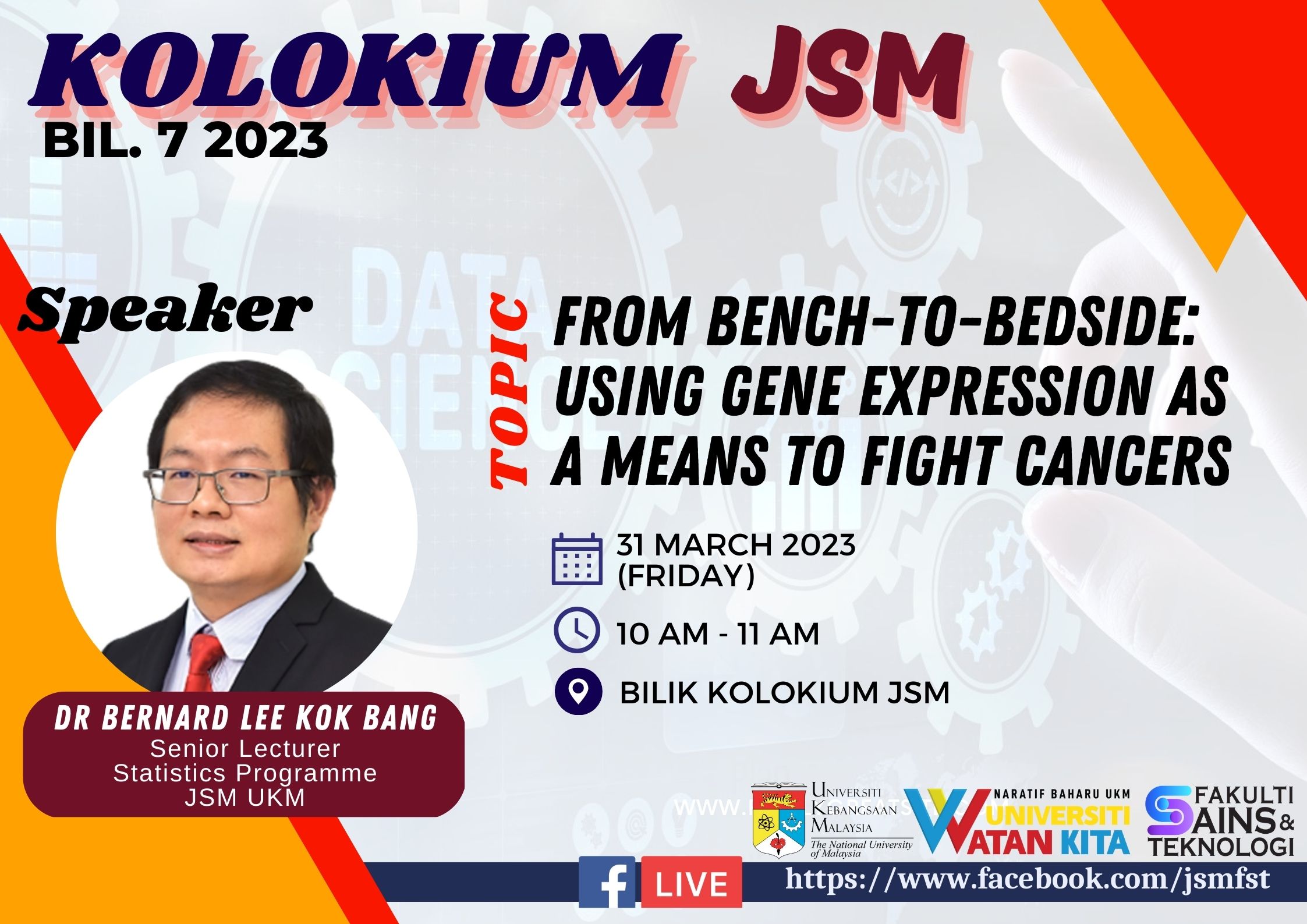 JSM Colloquium Series: From bench-to-bedside: Using gene expression as a  means to fight cancers | Faculty of Science and Technology