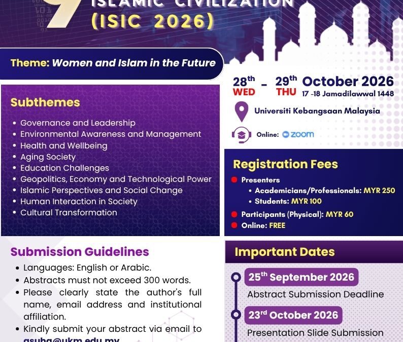 9TH INTERNATIONAL SEMINAR ON ISLAMIC CIVILIZATION (ISIC 2026)