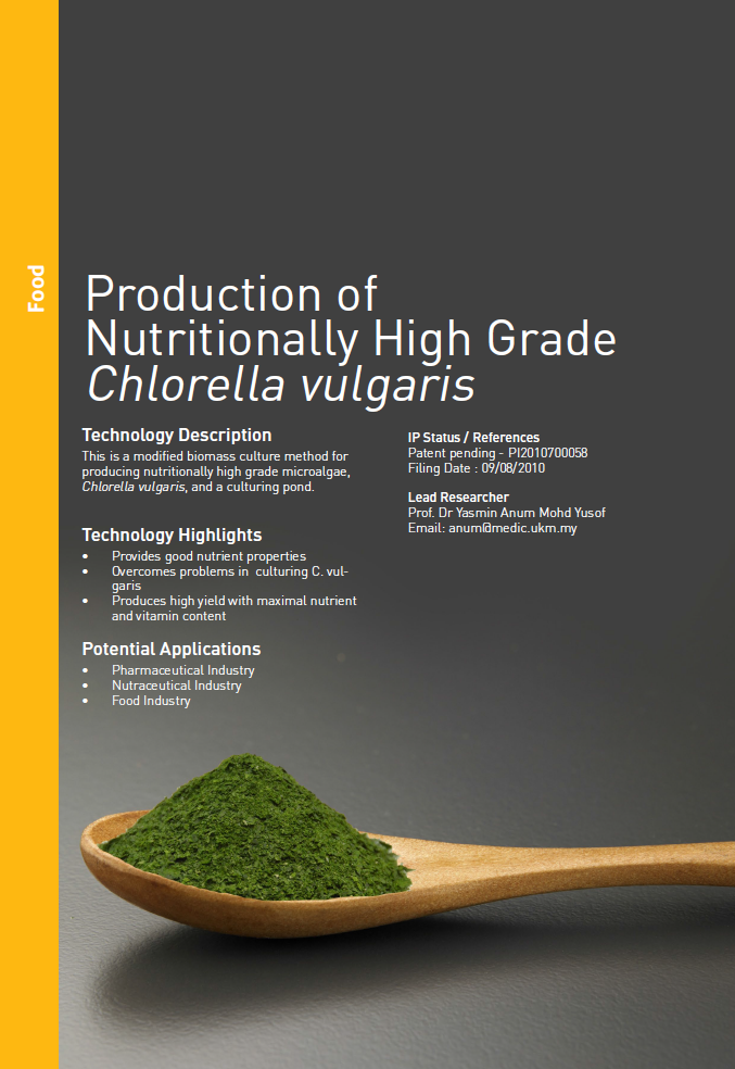 1_012_Production of Nutritionally High Grade Chlorella vulgaris