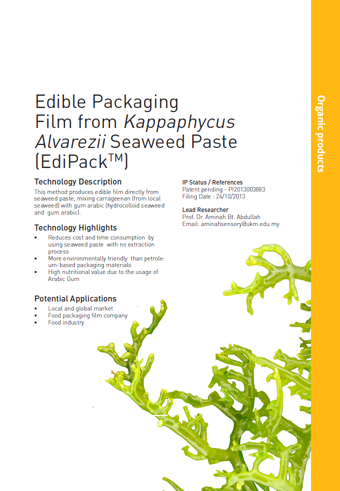 1_019_Edible Packaging Film from Kappaphycus Alvarezzii Seaweed Paste (EdiPack™)