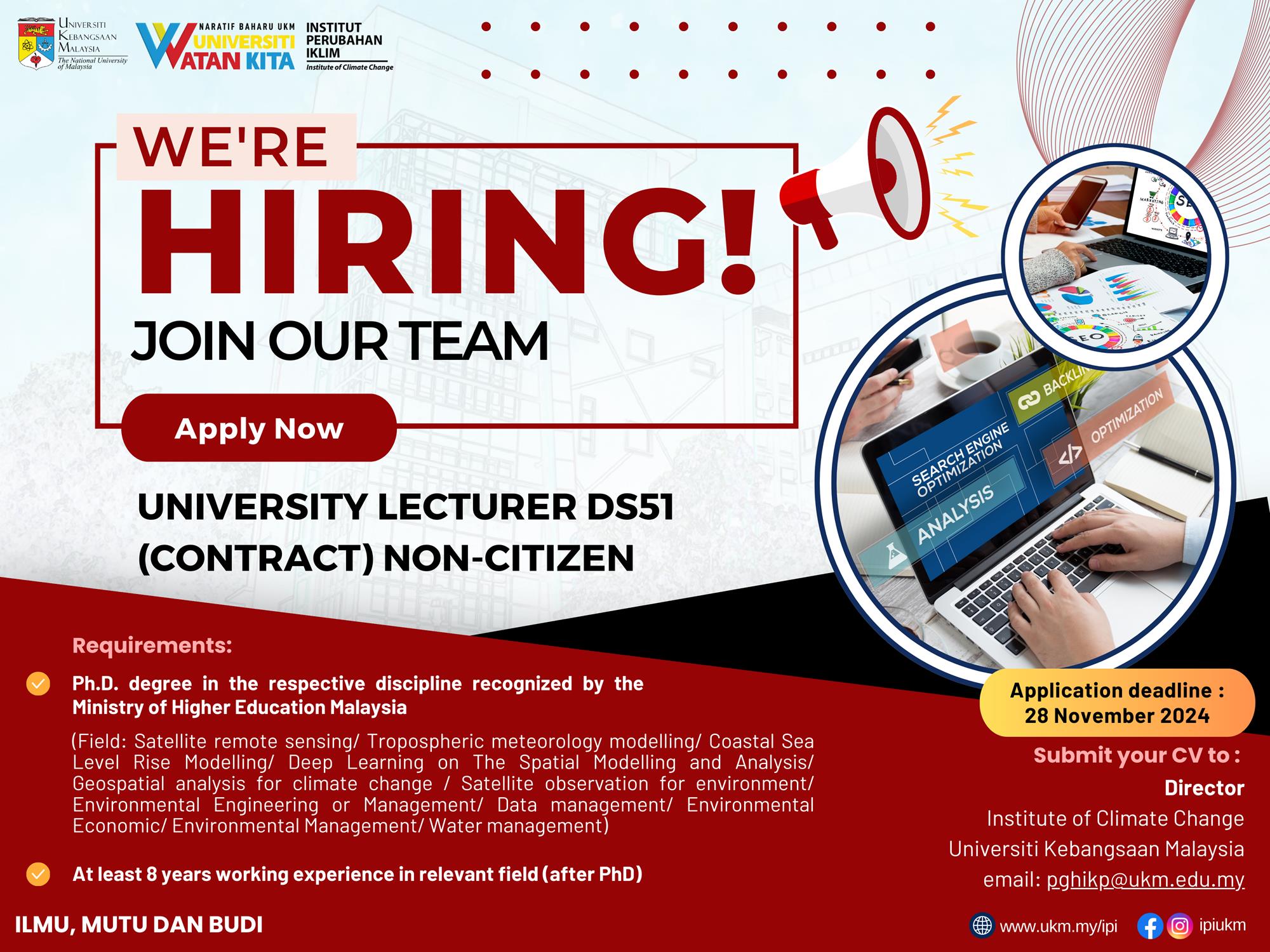 We Re Hiring Apply Now Institut Perubahan Iklim