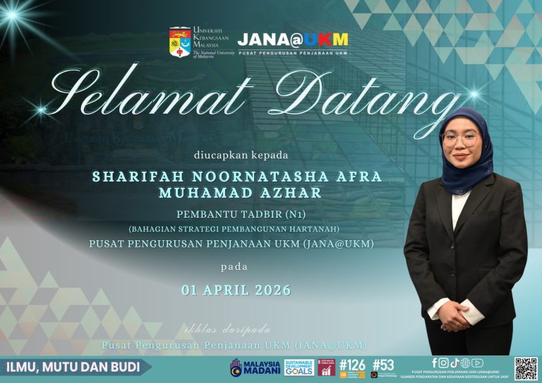 Selamat datang diucapkan kepada Cik Sharifah Noornatasha Afra Muhamad Azhar