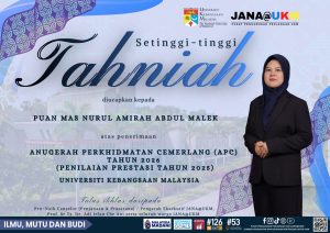 Setinggi-tinggi tahniah kepada Puan Mas Nurul Amirah Abdul Malek