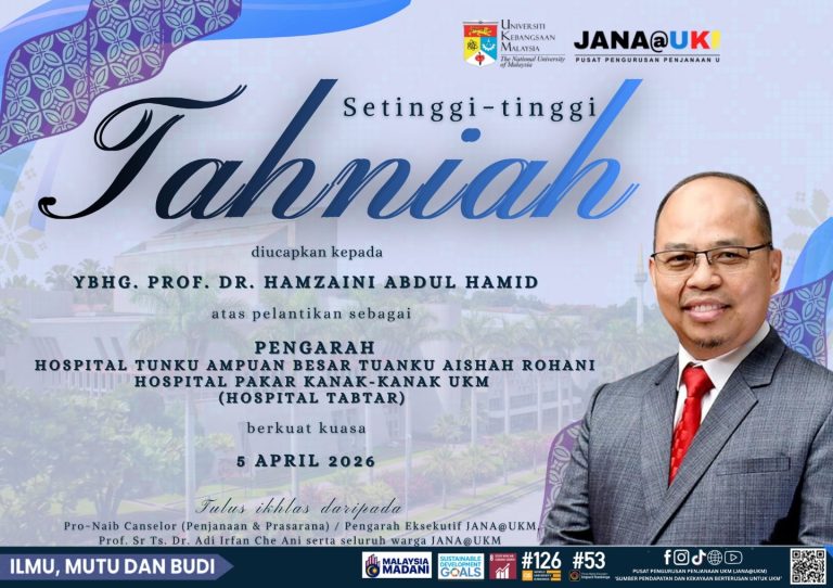 Tahniah YBhg. Prof. Dr. Hamzaini Abdul Hamid