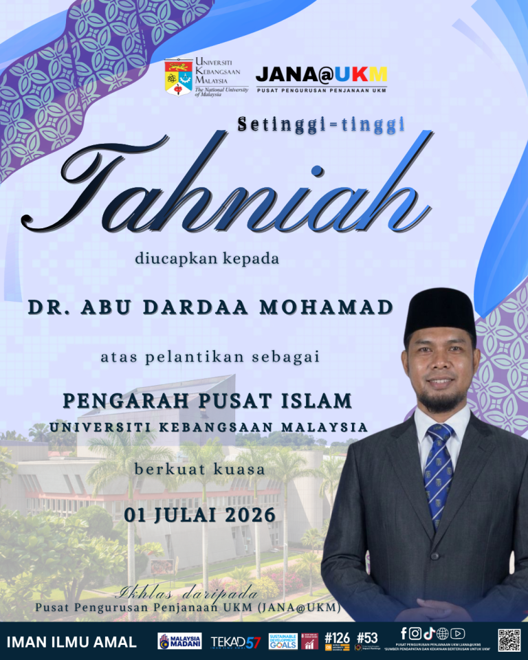 Tahniah Dr. Abu Dardaa Mohamad atas pelantikan sebagai Pengarah Pusat Islam