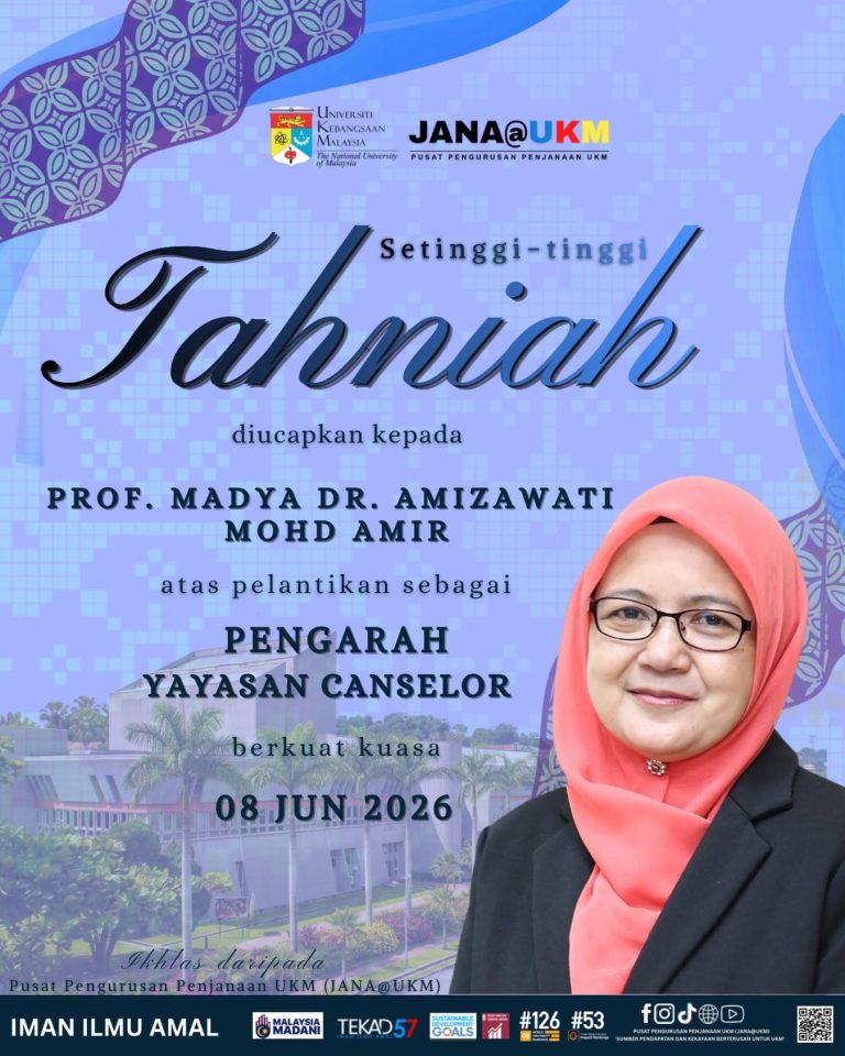 Tahniah kepada Prof. Madya Dr. Amizawati Mohd Amir atas pelantikan sebagai Pengarah Yayasan Canselor