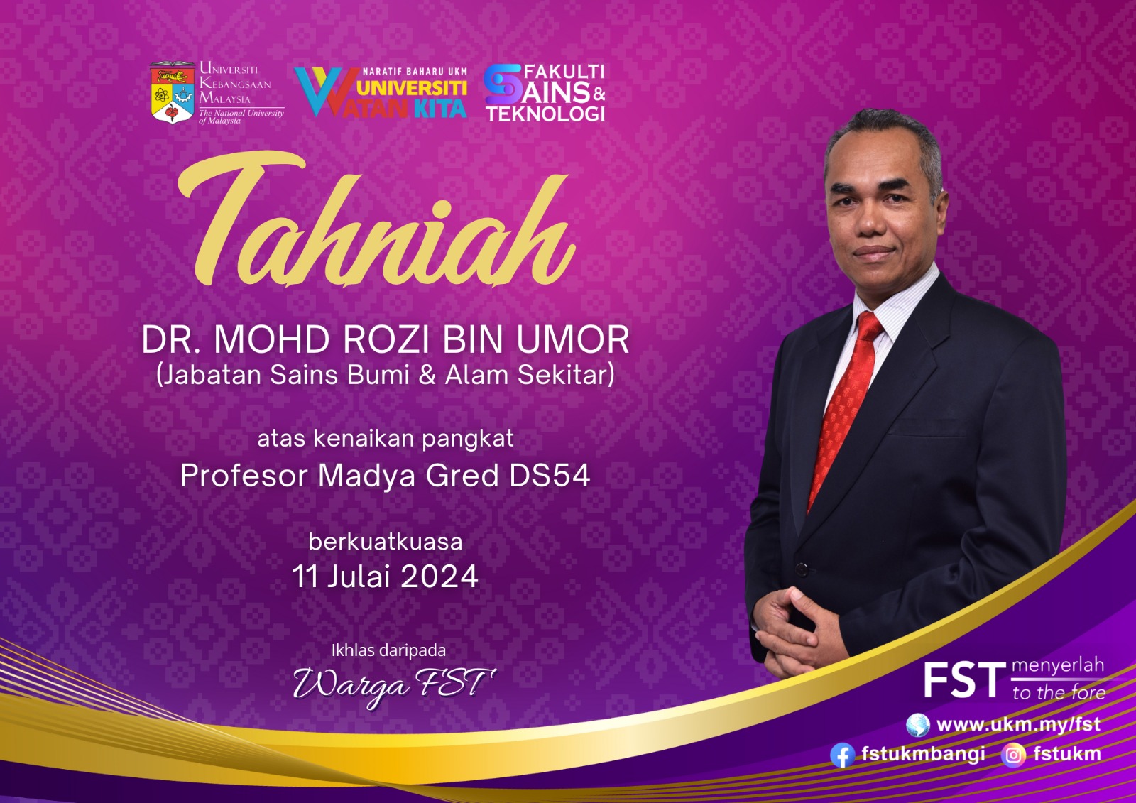 Tahniah Profesor Madya Dr. Mohd. Rozi Umor – Kenaikan Pangkat ke ...