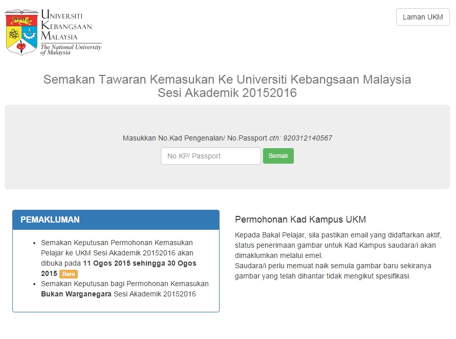 Universiti Kebangsaan Malaysia - UKM - #MAKLUMAN Keputusan