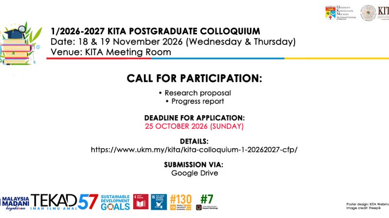 1/2026-2027 KITA Postgraduate Colloquium Call for Participation, 30 September 2026
