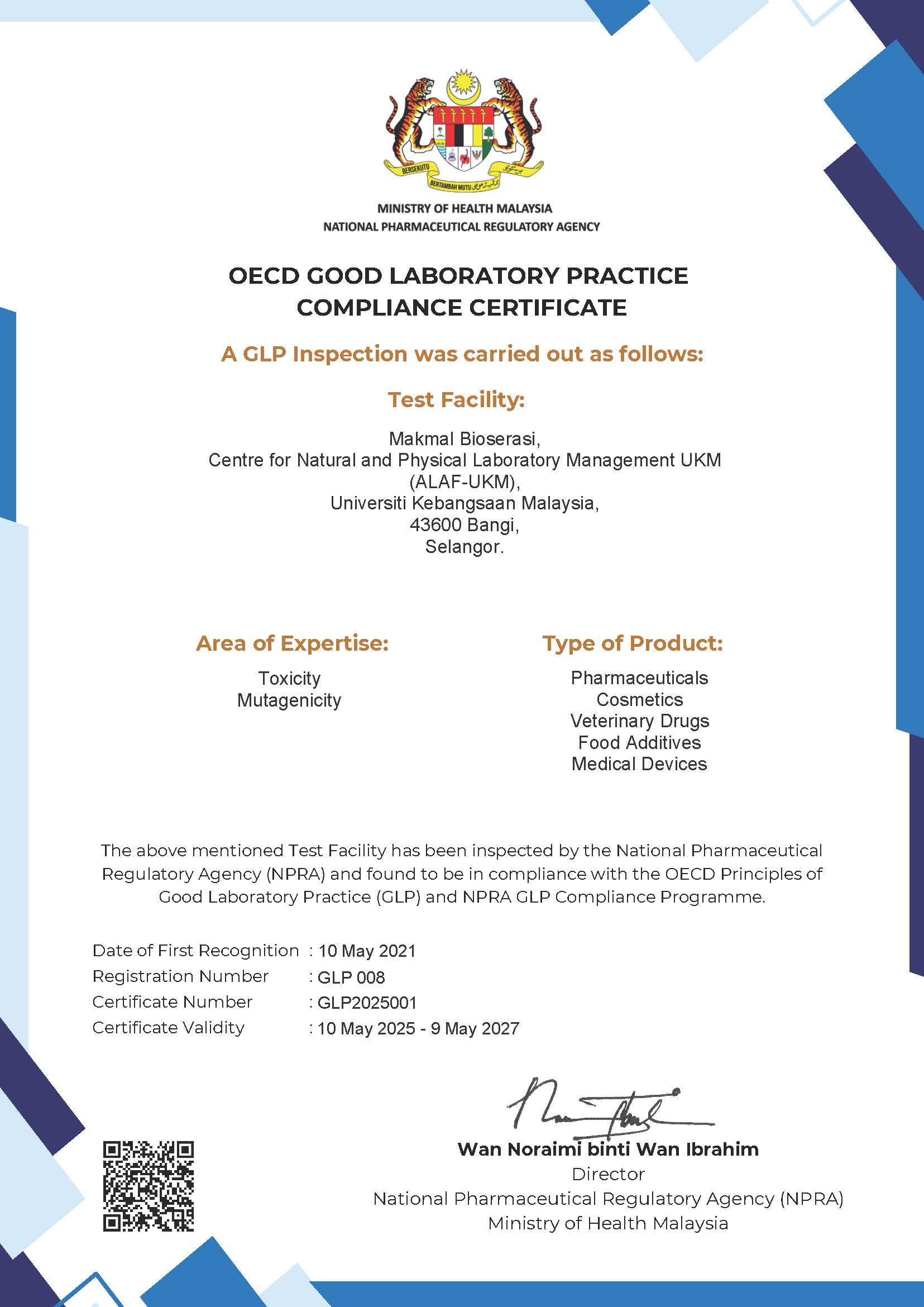 GLP Certificate NPRA