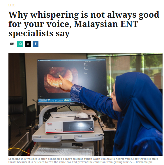 Why whispering is not always good for your voice,Malaysian ENT Speacialists say