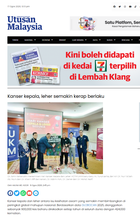 Kanser kepala, leher semakin kerap berlaku