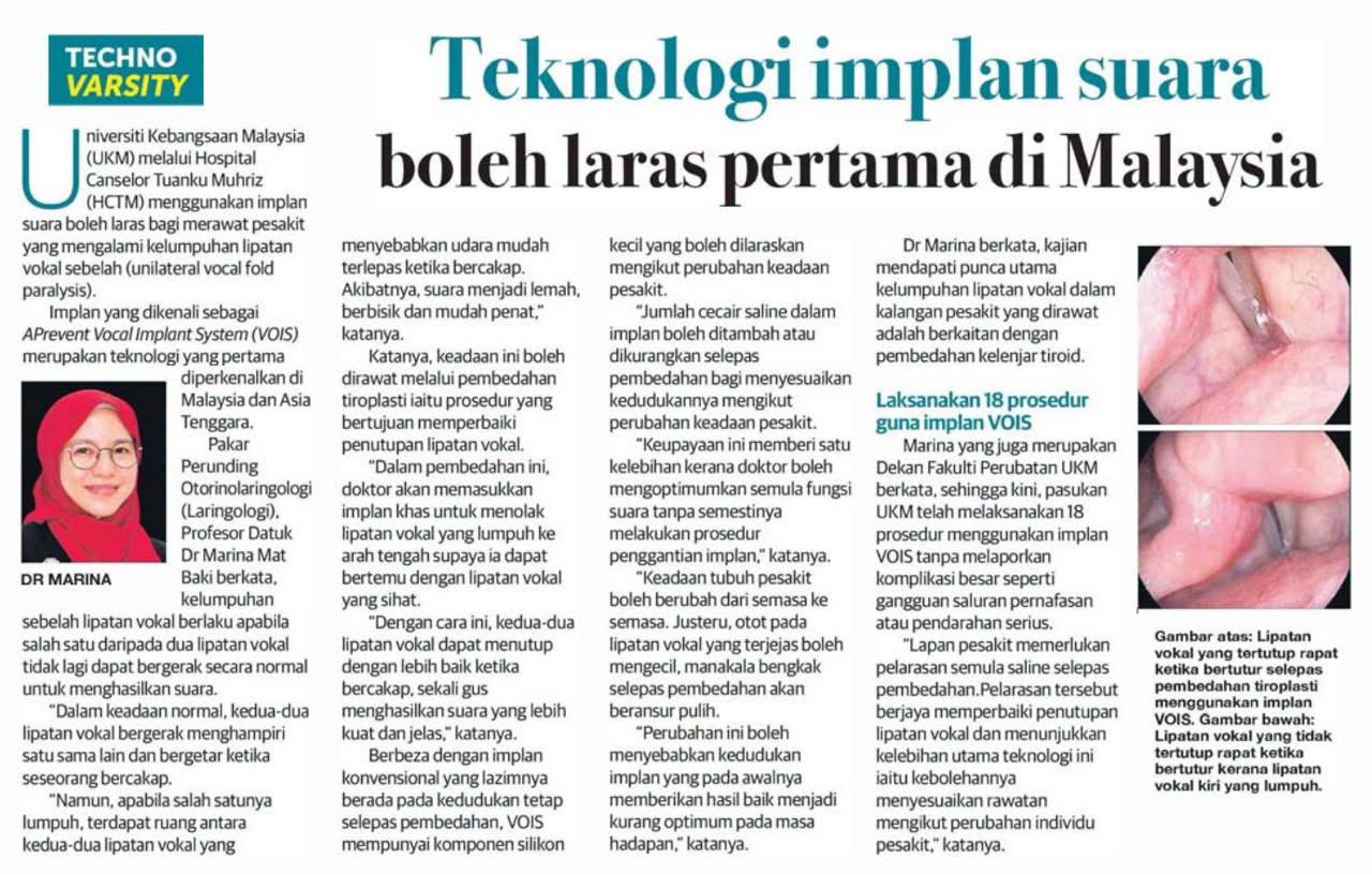 Teknologi Implan Suara Boleh Laras Pertama di Malaysia