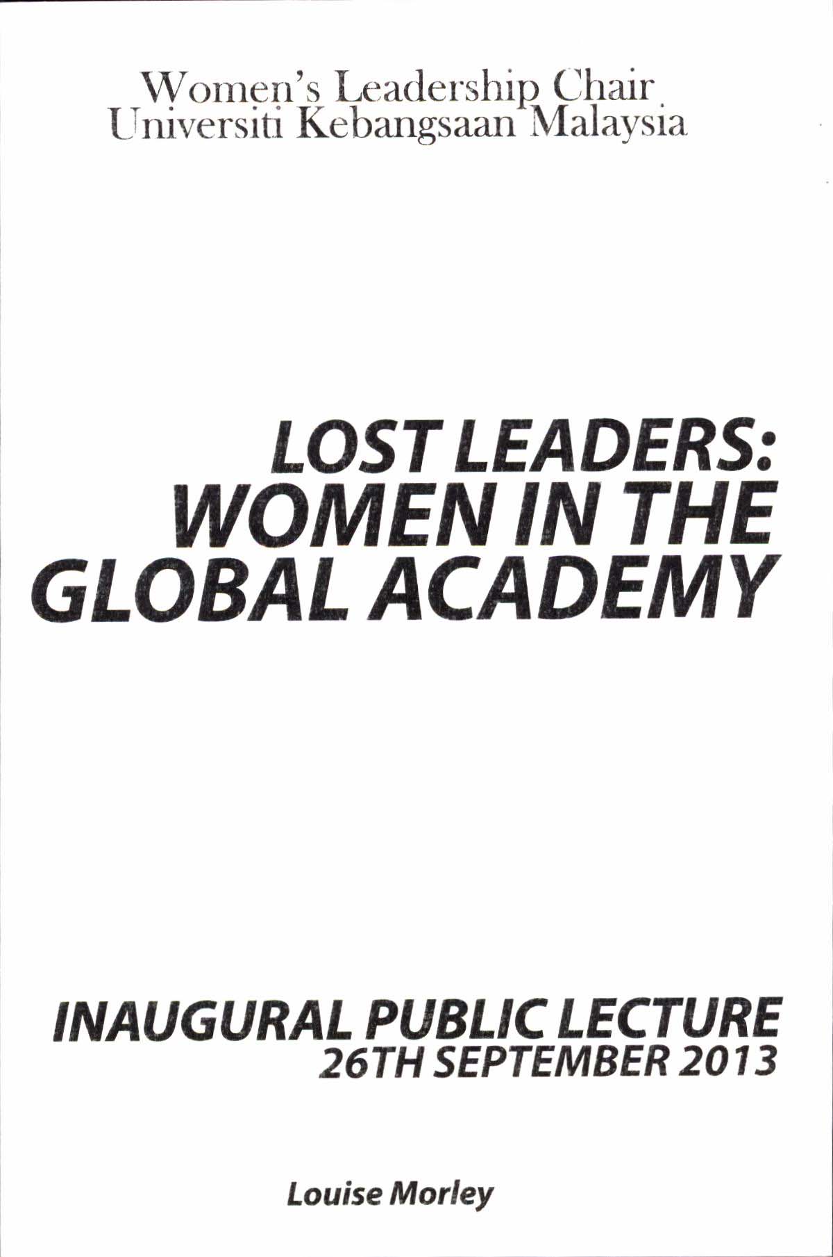Lost Leaders: Women in The Global Academy