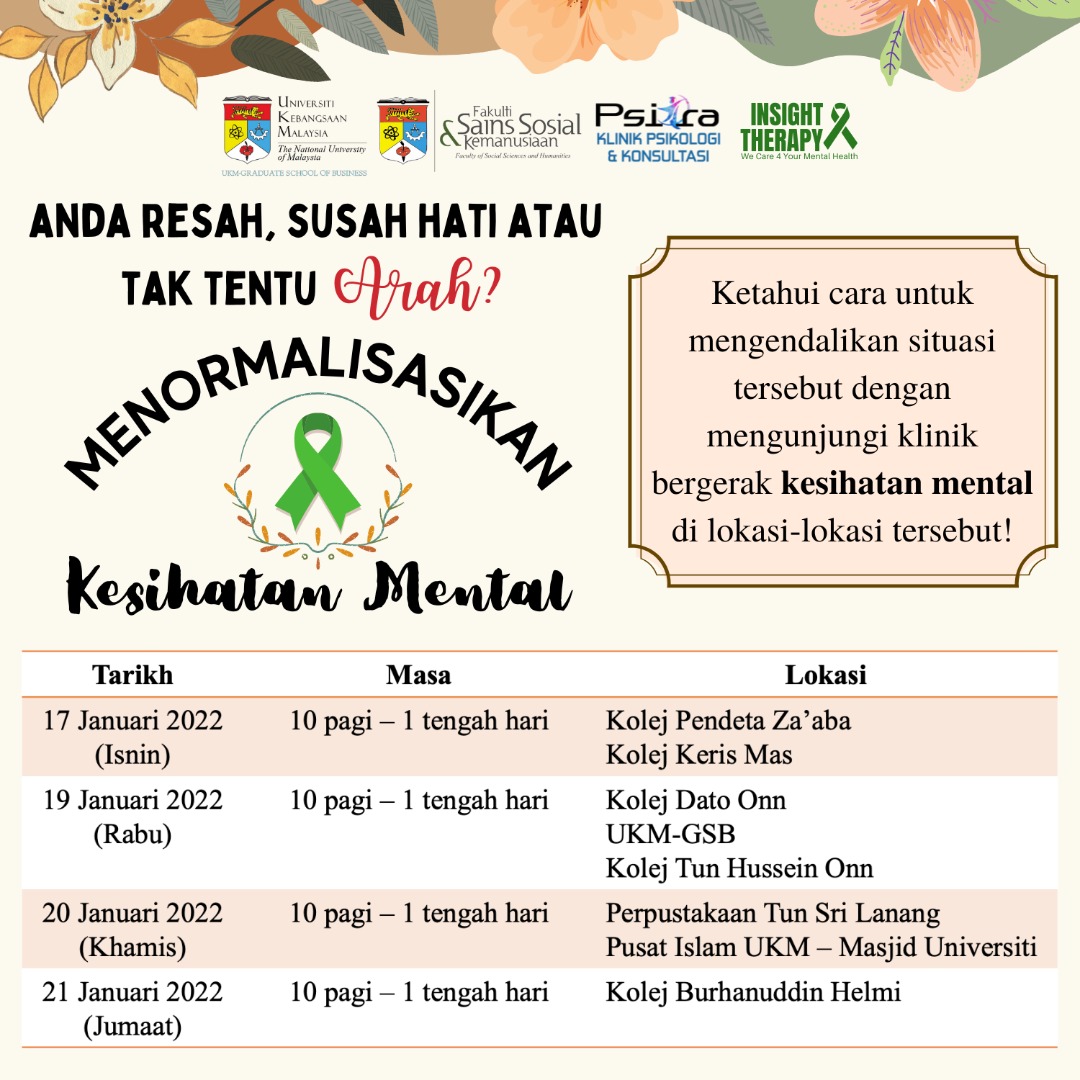 Klinik Bergerak Menormalisasikan Kesihatan Mental Pusat Islam