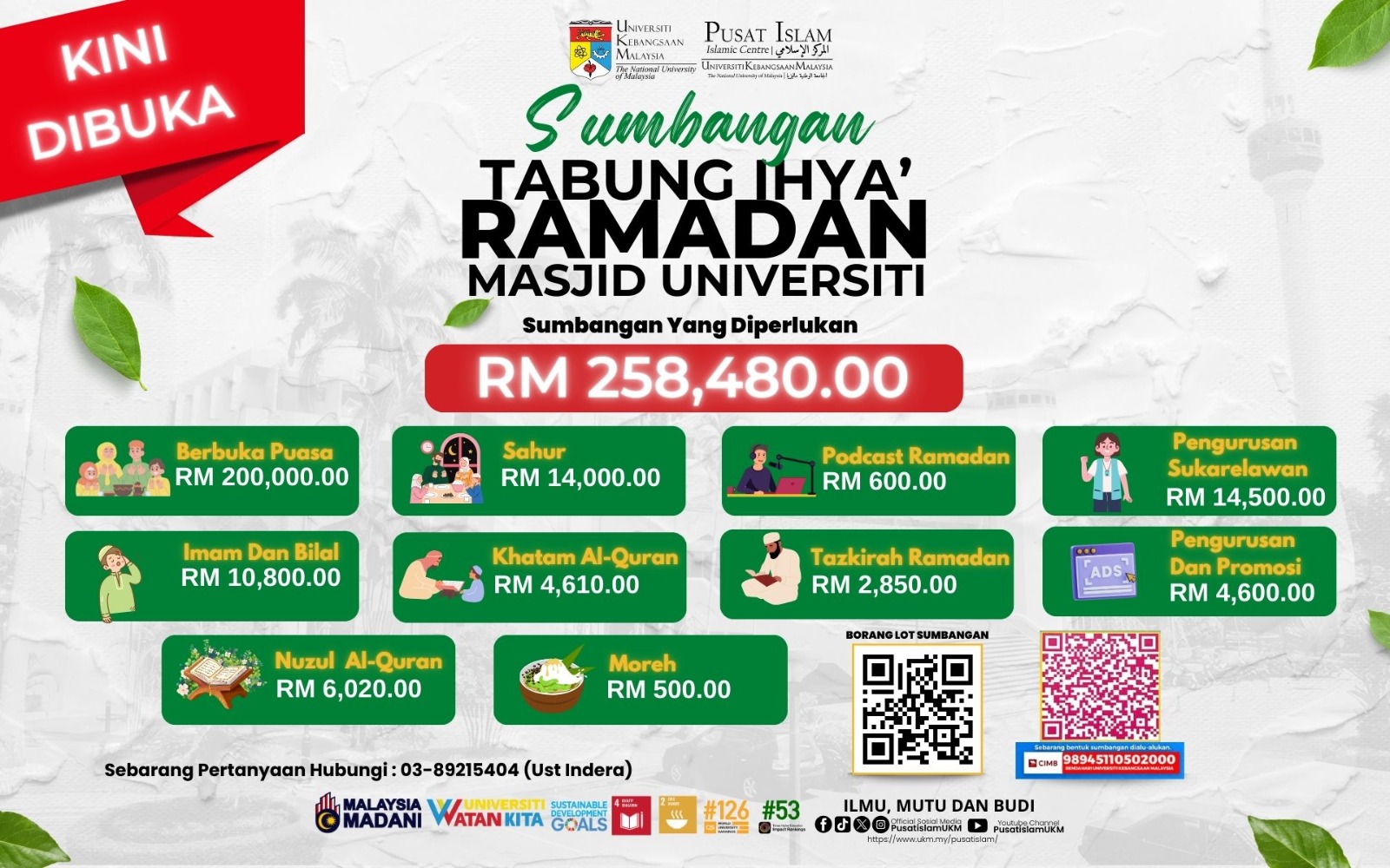 SUMBANGAN TABUNG IHYA’ RAMADAN MASJID UNIVERSITI