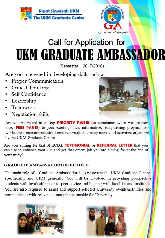 UKM Graduate Ambassadors - Attention to all postgraduate students