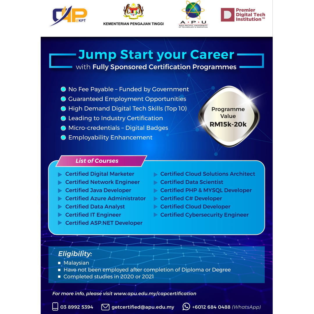 Technology Certification Programme With Job Placement Fully Sponsored By Ministry Of Higher Education Pusat Pembangunan Karier