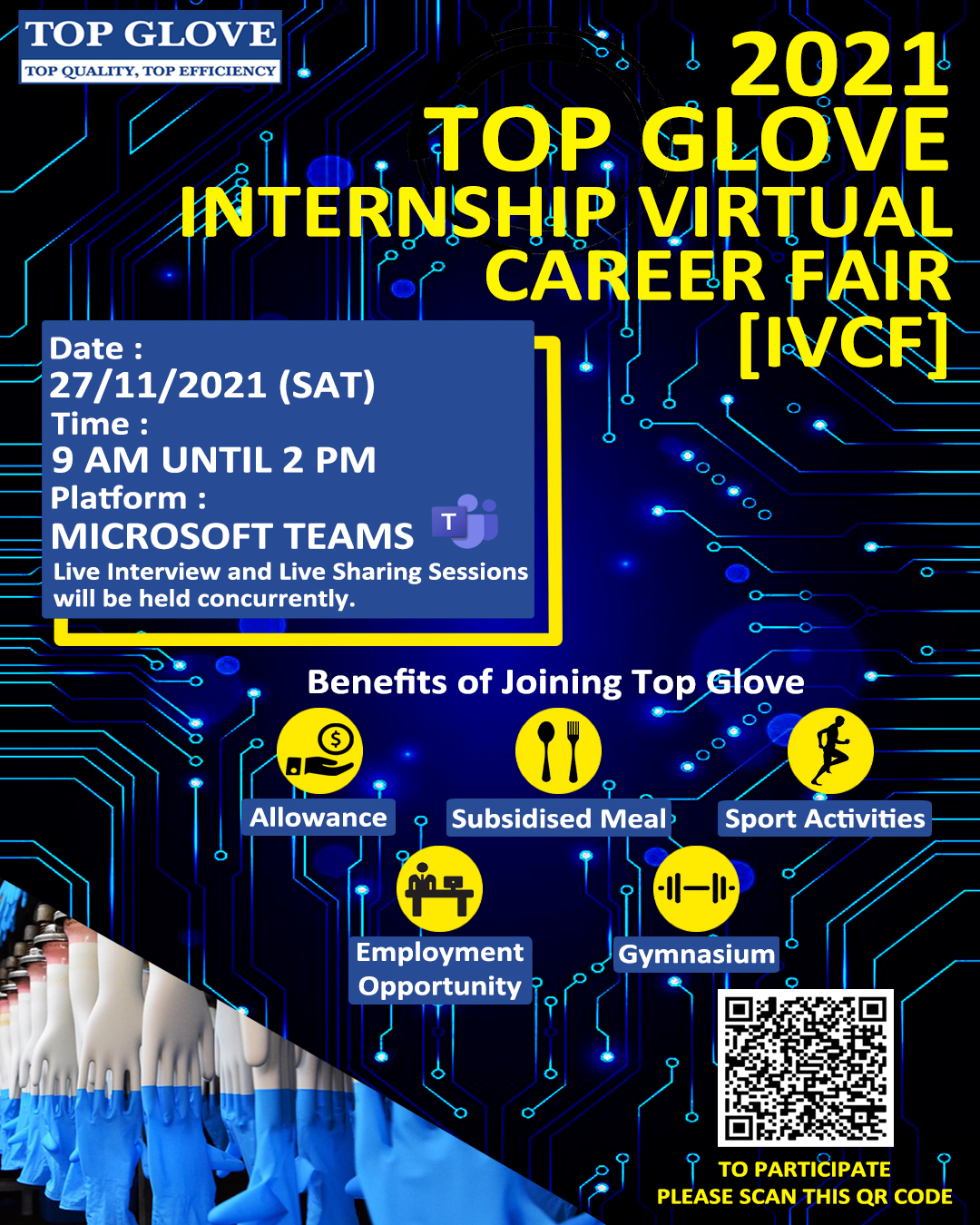 **Top Glove Internship Virtual Career Fair (IVCF) 2021. PUSAT