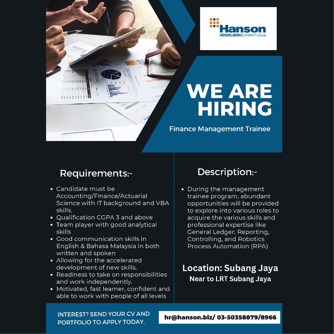 Job Vacancy @Hanson Building Materials Malaysia (HeidelbergCement Group