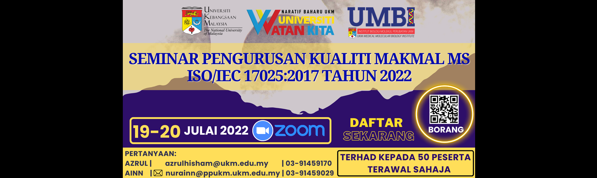 Seminar Pengurusan Kualiti Makmal MS ISO 17025:2017 Tahun 2022